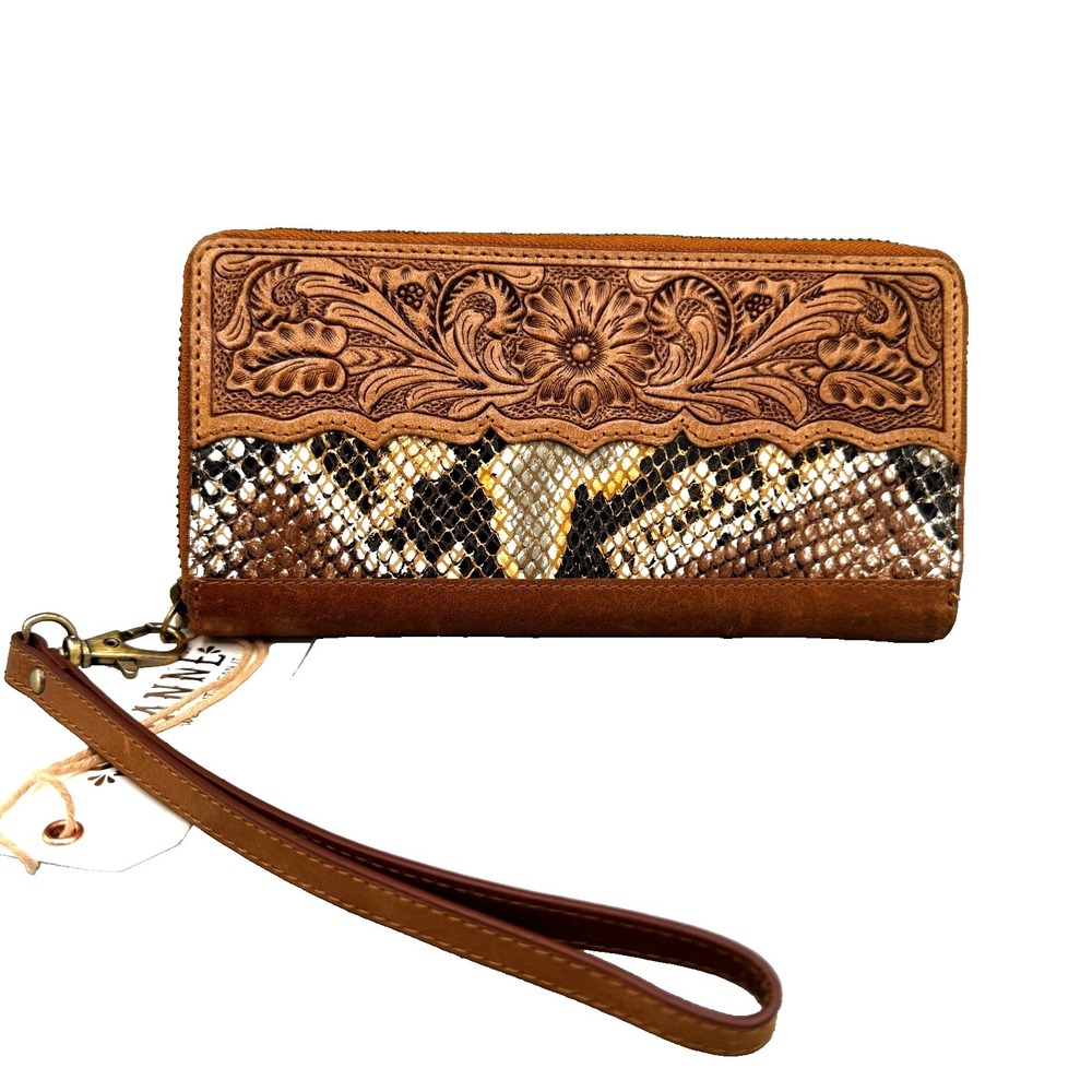 Shyanne Snake Print Tooled Leather Women's Wristlet Wallet Western Cowgirl NEW